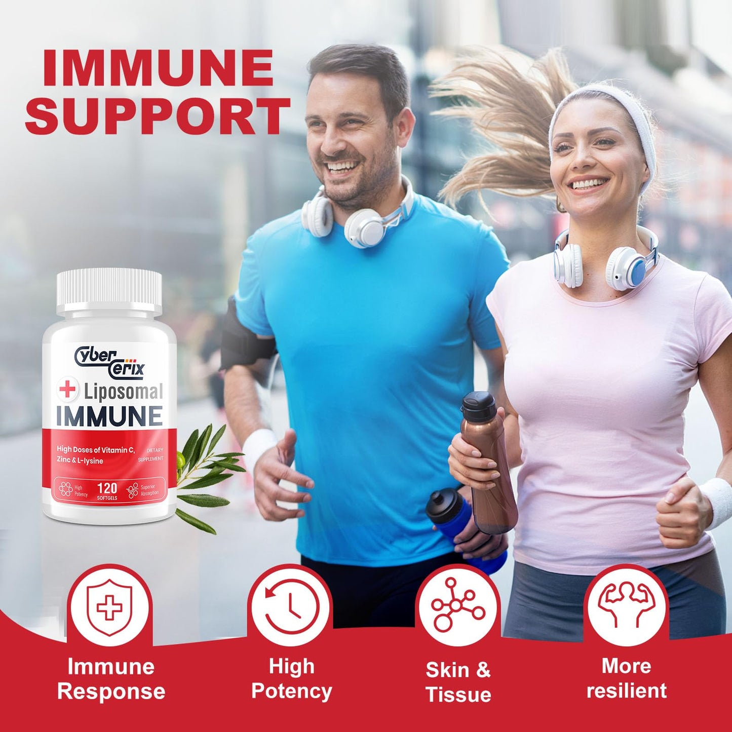 CyberCerix Liposomal Immune Support with L-Lysine 1,500mg Capsule, 240 Capsules