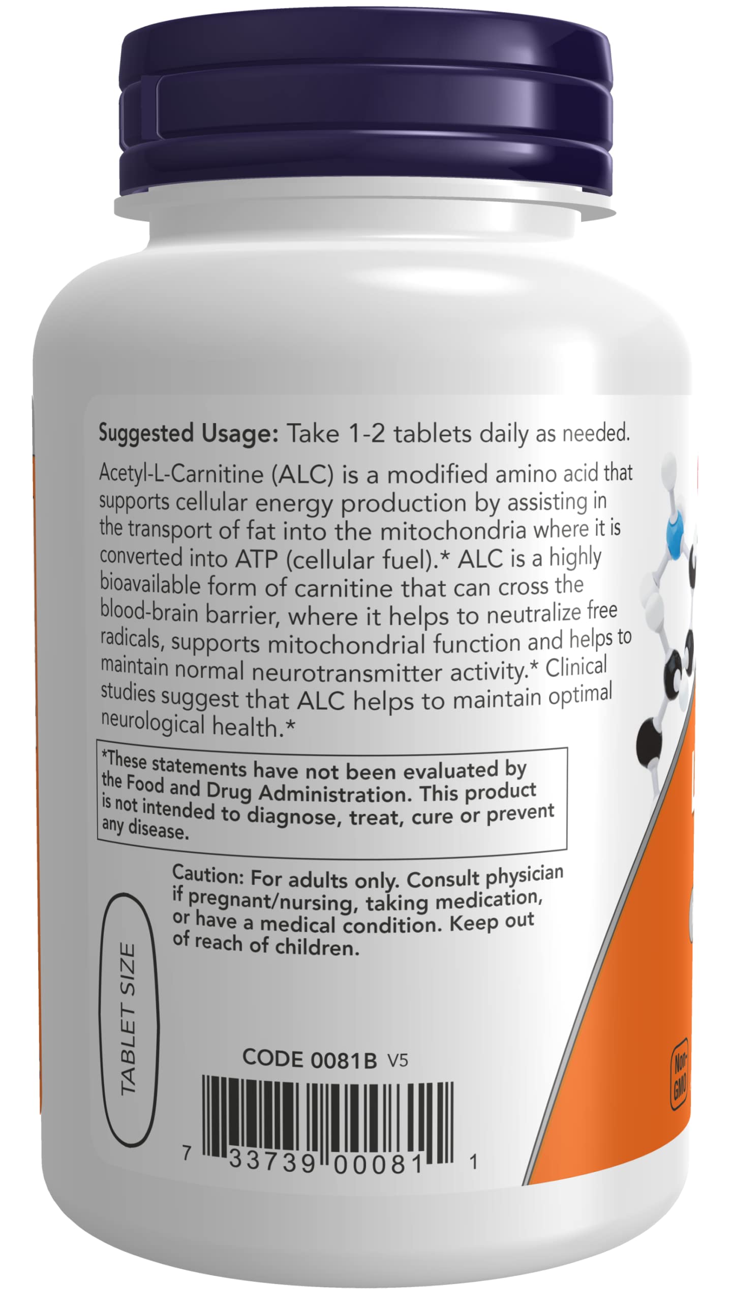 NOW Foods Acetyl-L-Carnitine 750 mg, 90 Capsules