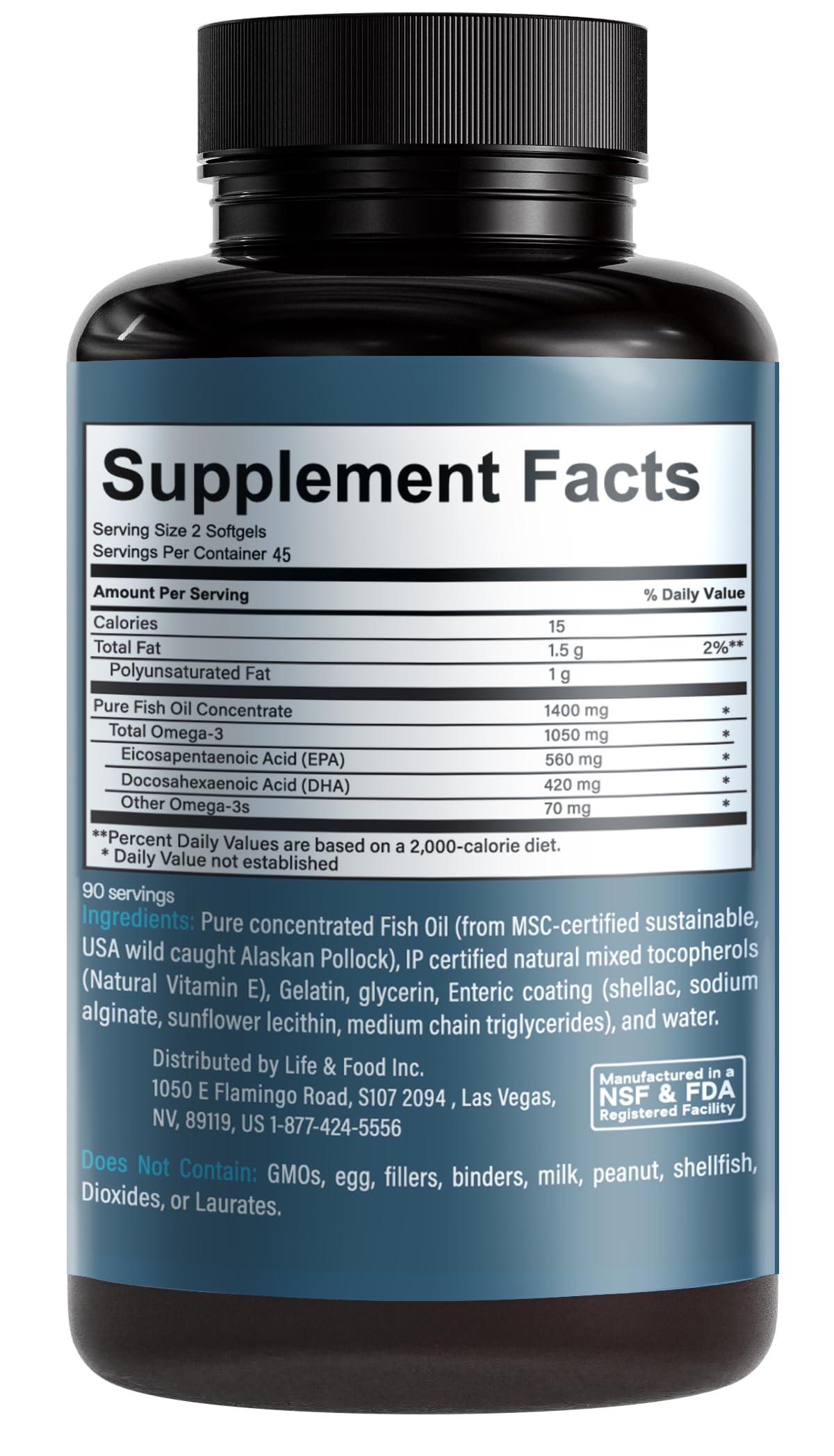 Life & Food Omega-3 Supreme Fish Oil Capsule 90 Count