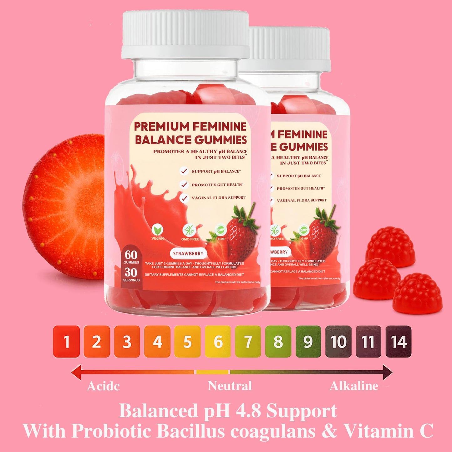 JianQ PH Balance Gummies for Women Gummy, 60 Count