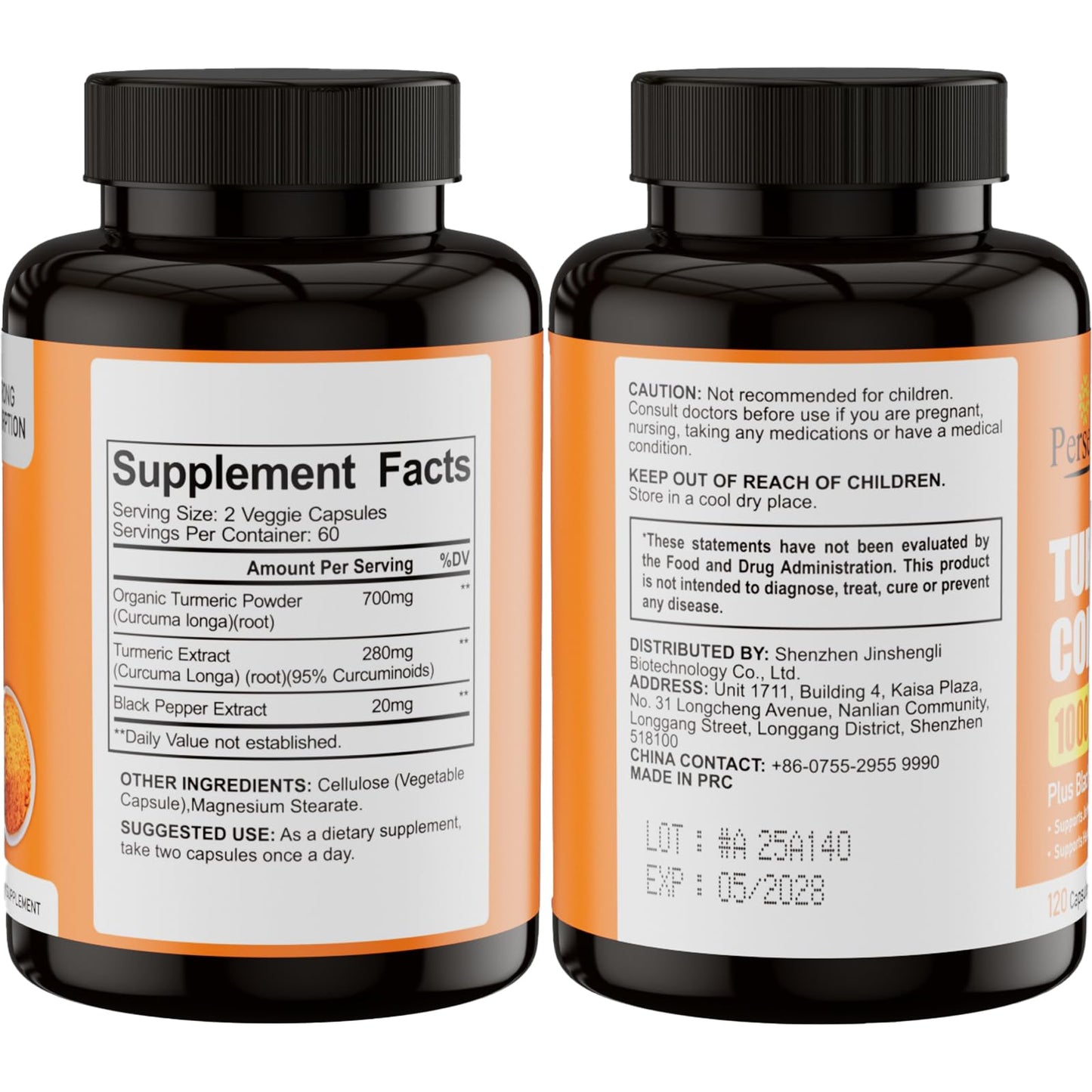 Perseek Turmeric Curcumin Supplement 1000mg, 120 Capsules