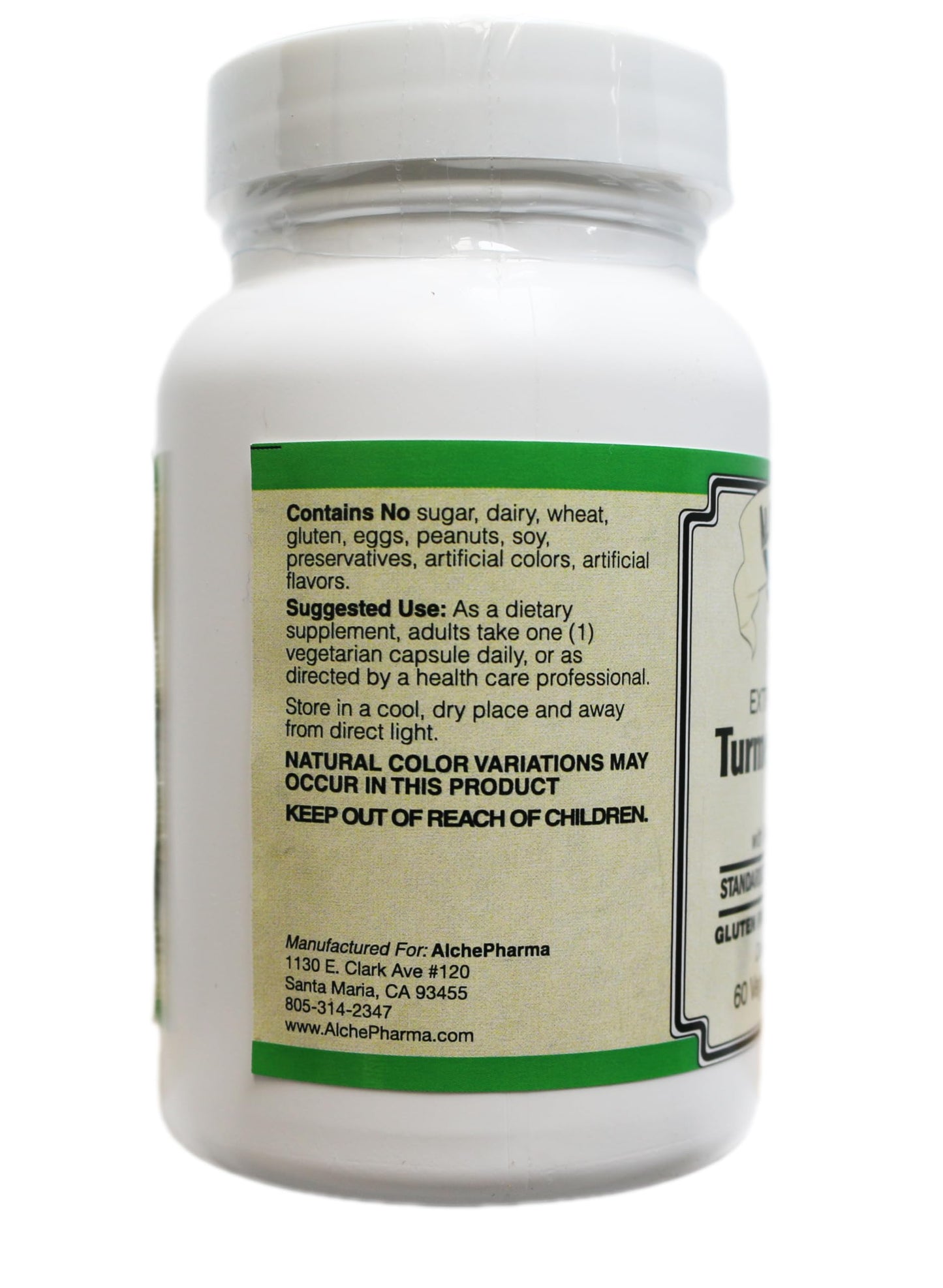 AlchePharma Extra Strength Turmeric 800 mg with BioPerine Capsule, 1 Count