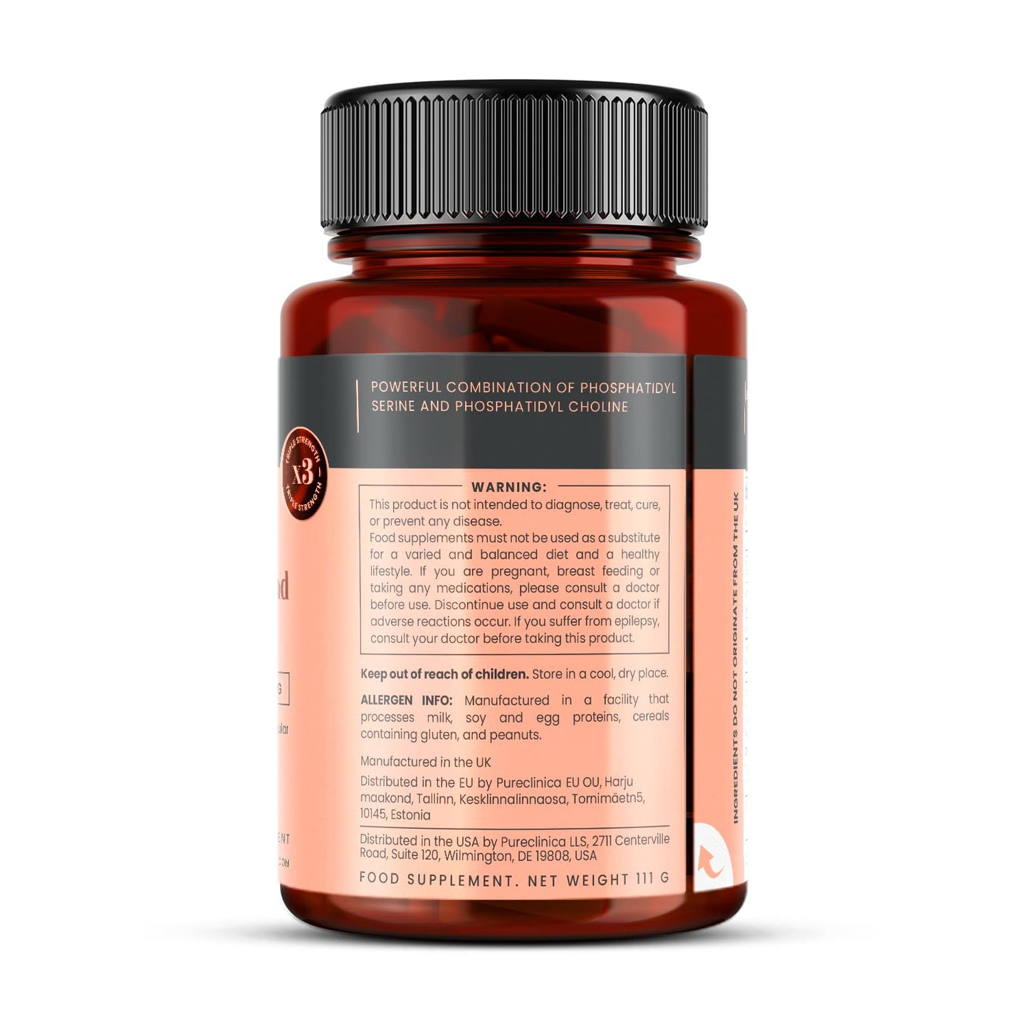 pureclinica Triple Strength Phophatydyl Serine and Phosphatidyl Choline Tablets 120