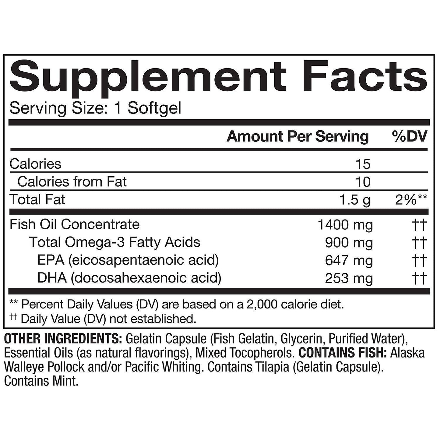 Member's Mark Omega 3 Fish Oil 1400 mg (900 mg EPA/DHA), Enteric Coated Softgels, 150 Count