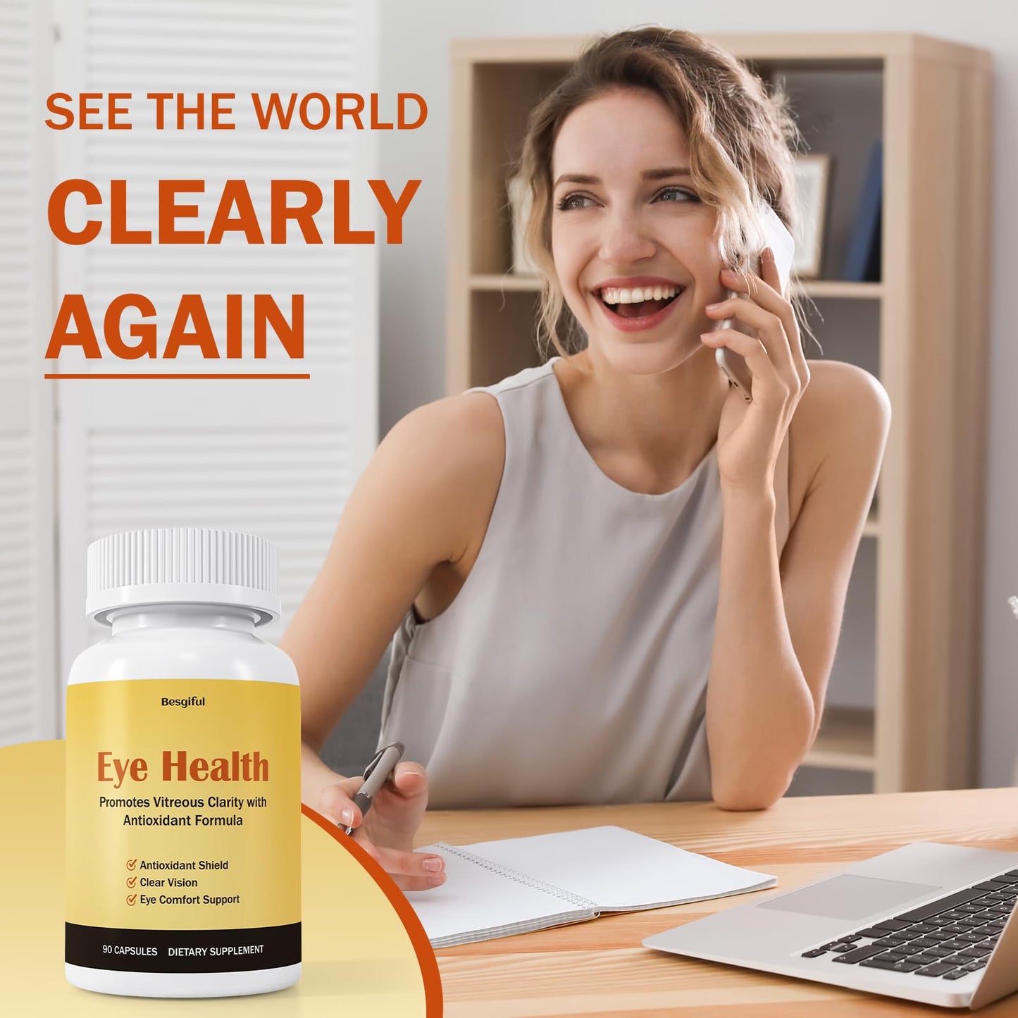 Besgiful Eye Supplement for Vitreous Health Capsules 90 Count