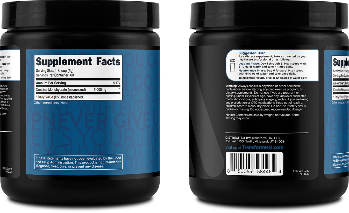 TransformHQ Creatine Monohydrate Powder (Unflavored) 10.7 Ounce