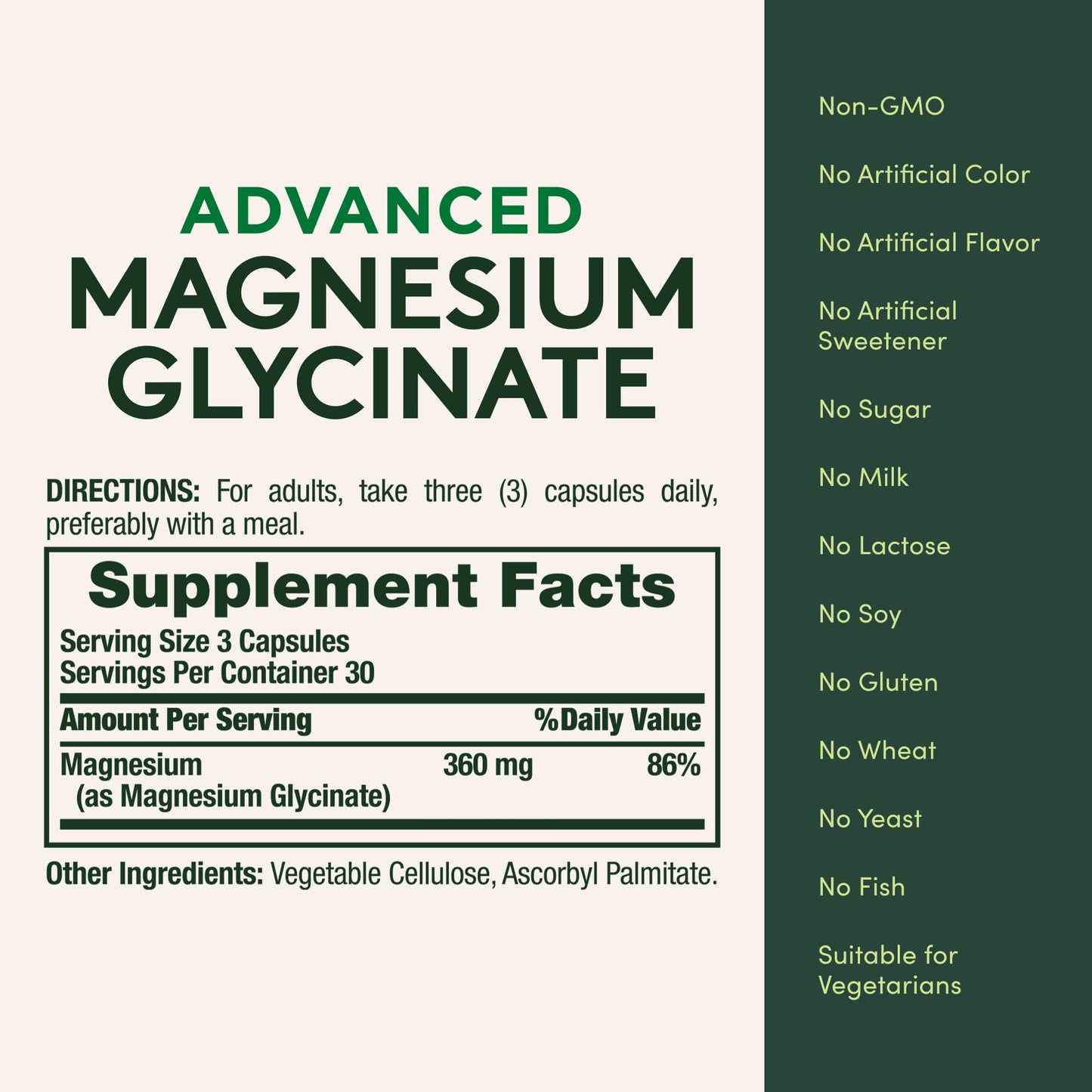 Nature's Bounty Calm Magnesium Glycinate Supplement Capsule 90 Count
