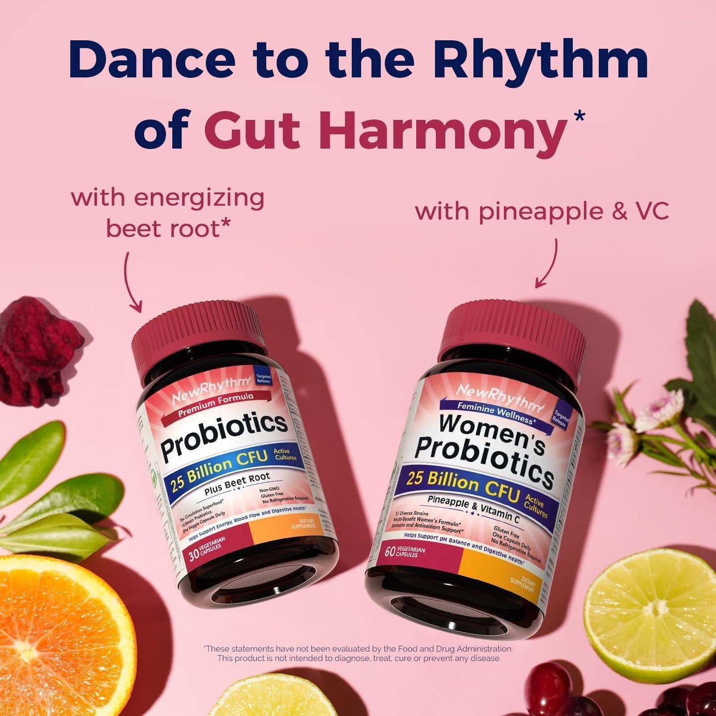 NewRhythm Probiotics for Women & Men 25 Billion CFU Capsule, 30 Count
