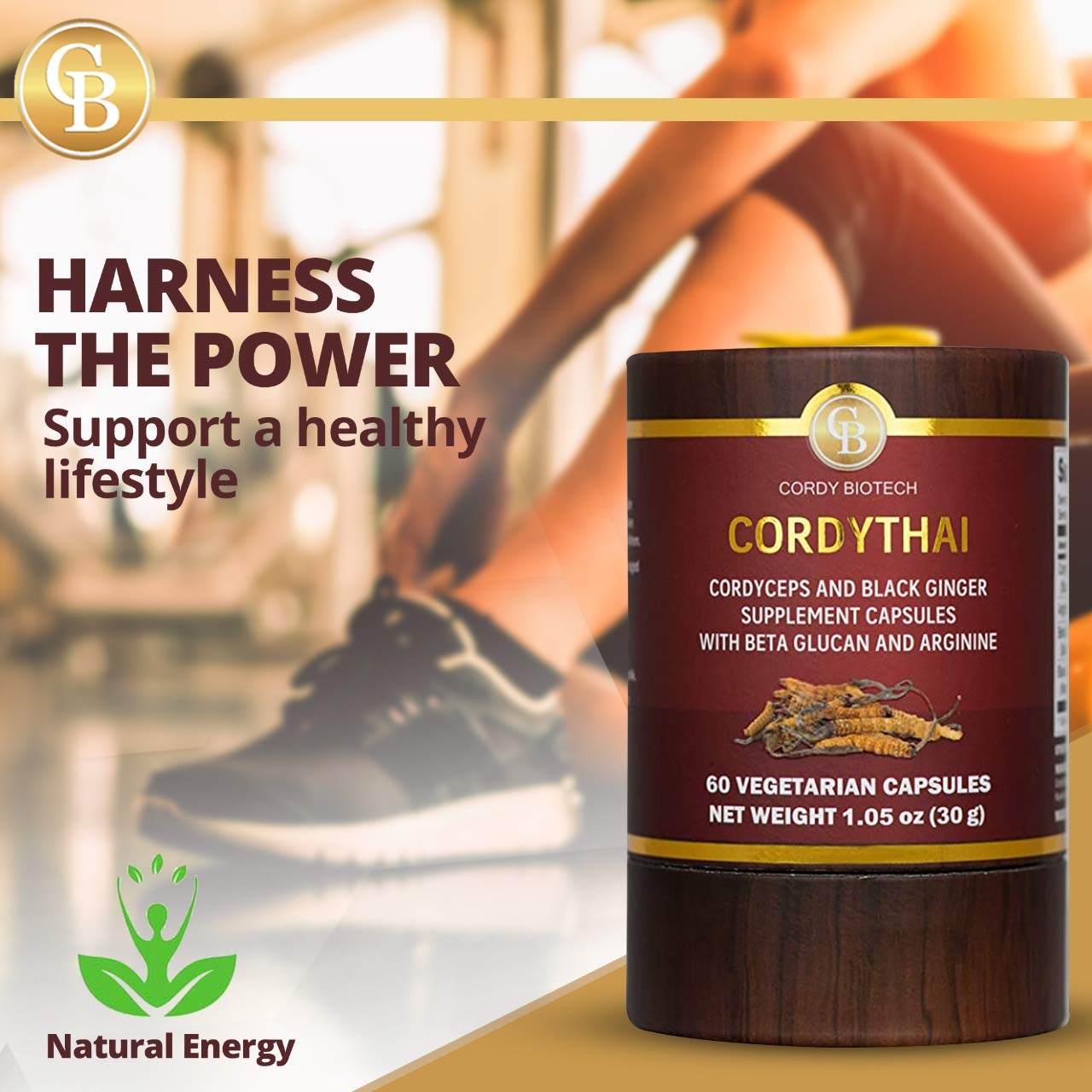 CORDYTHAI Cordyceps Extract and Black Ginger Supplement 60 Capsules