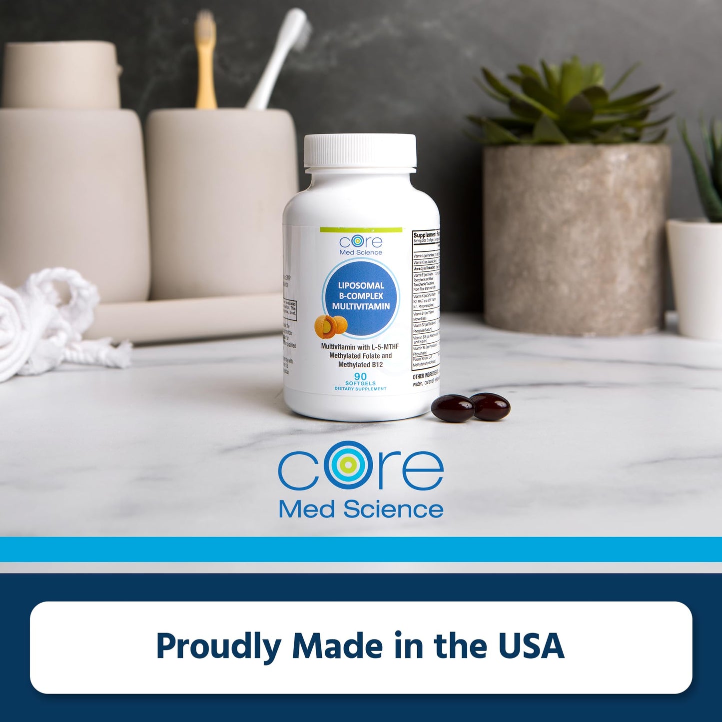 Core Med Science Liposomal Methylated Multivitamin B-Complex Softgels, 90 Count
