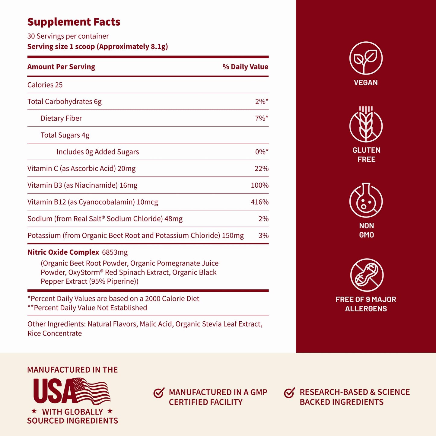 Snap Supplements Organic Beet Root Powder Nitric Oxide Supplement with Pomegranate & Red Spinach, Cherry Lime, 8.8 Ounce