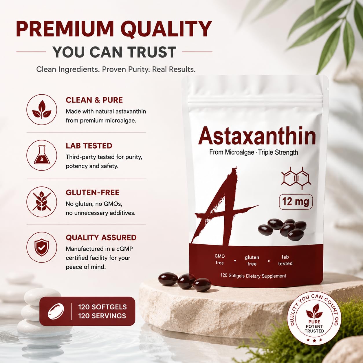 Rulinal Zions Organic Astaxanthin 12mg Capsule, 1 Bottle