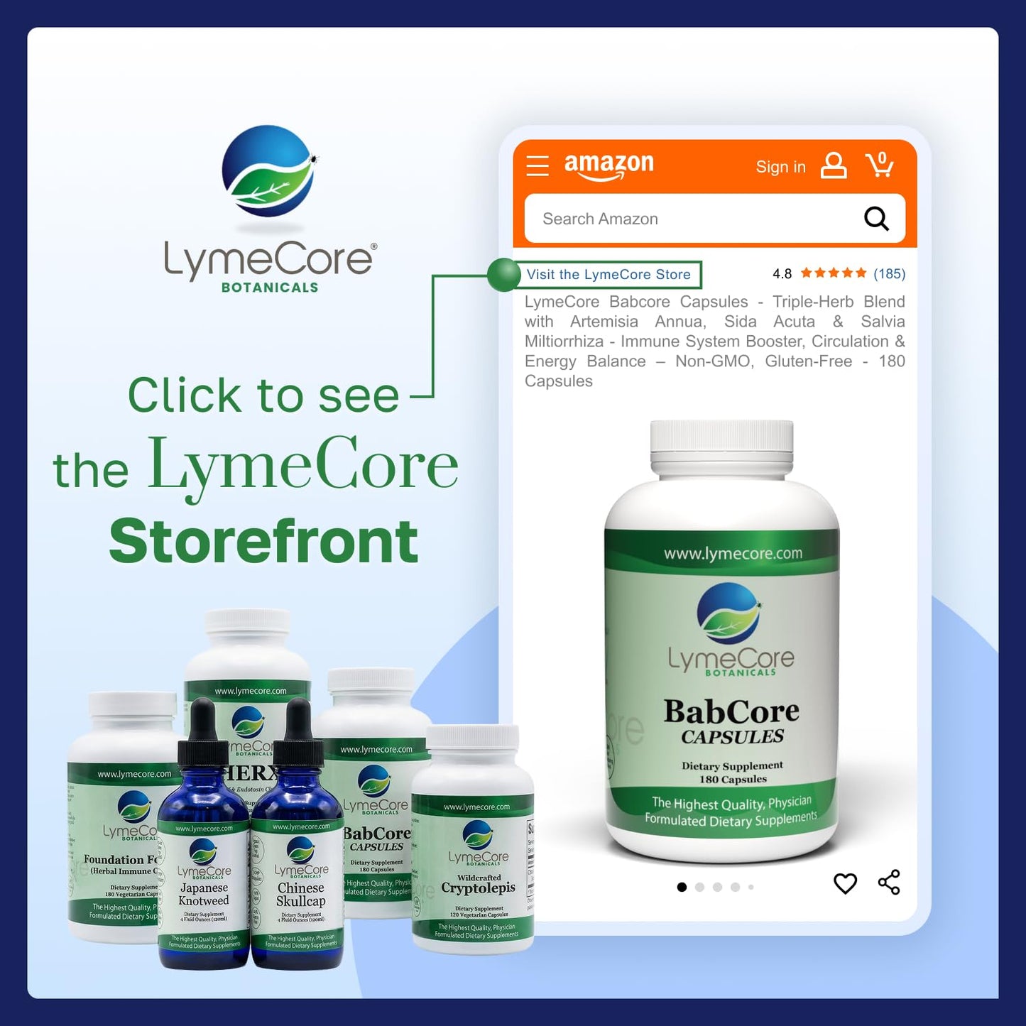 LymeCore Botanicals Babcore Capsules, 180 Count