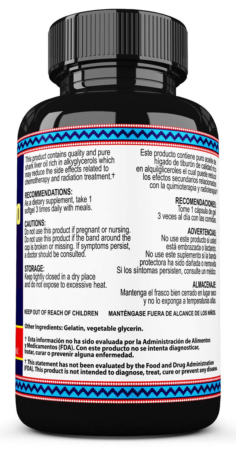 Generic Shark Liver Oil Alkylglycerols 500mg 20% Capsules, 90 Count