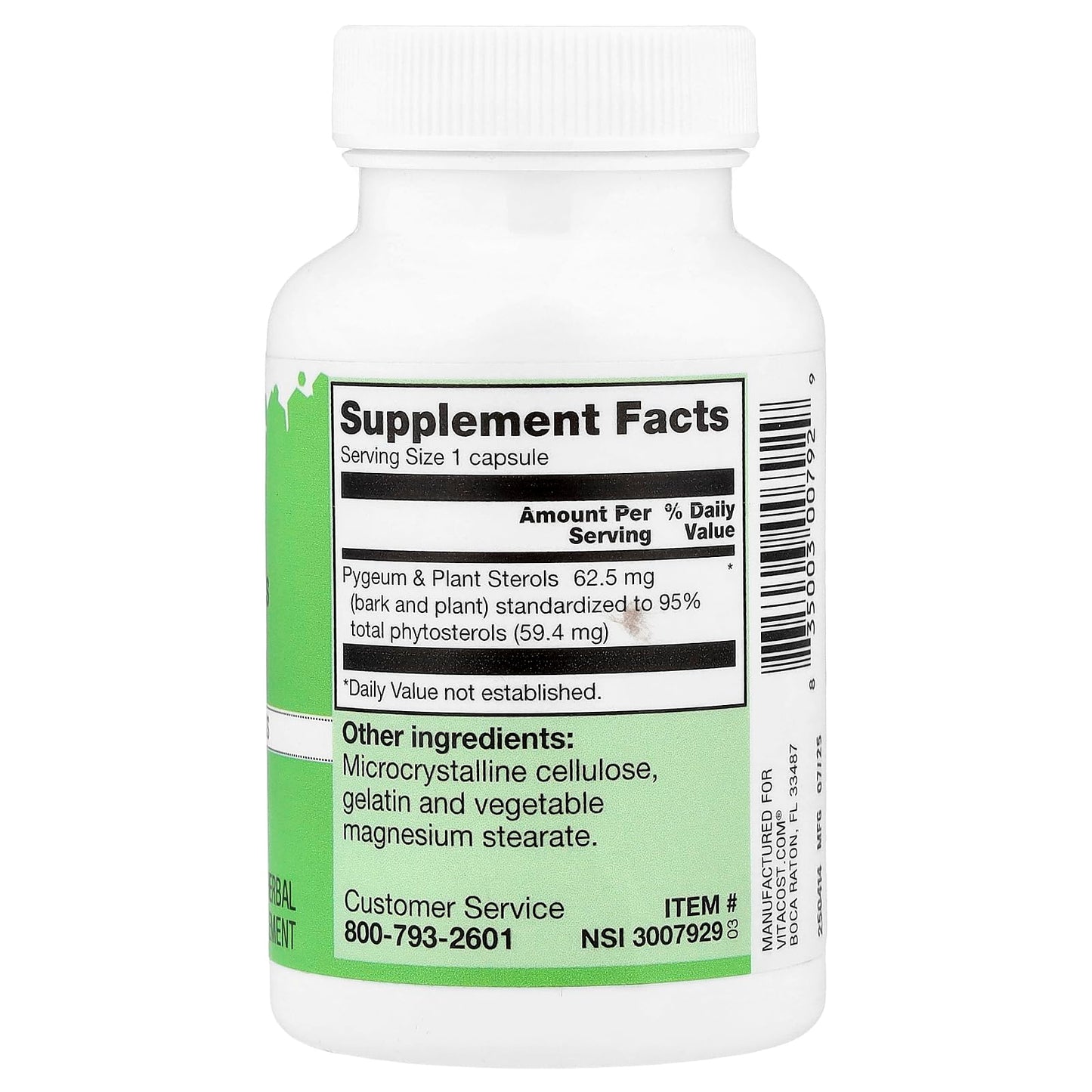 Vitacost Pygeum & Plant Sterols Capsules, 60 Capsules