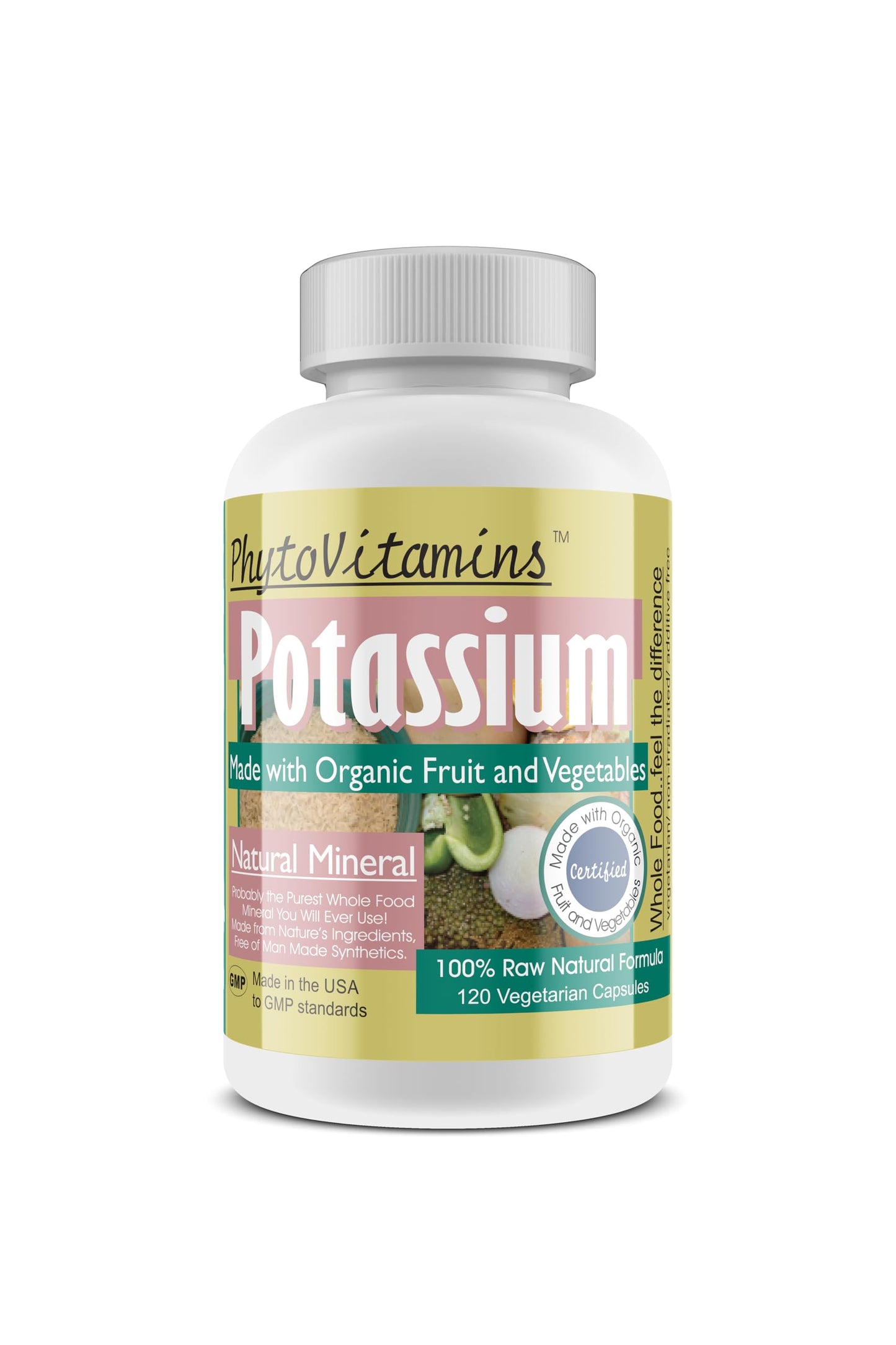 Nature's Brands Organic Whole Food Potassium Capsules 120 Count