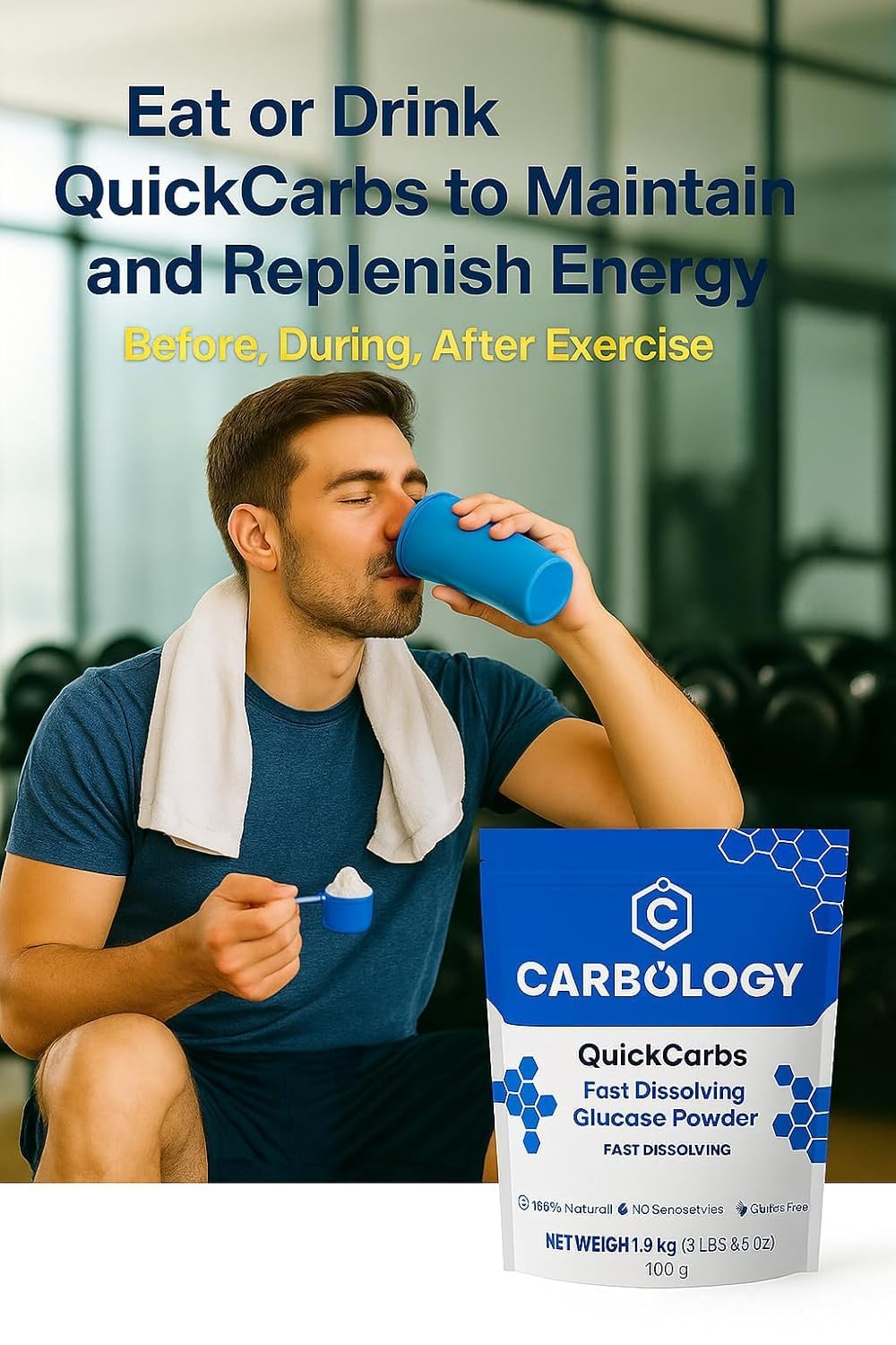 Carbology QuickCarbs Fast-Dissolving Glucose Energy Blend Powder 56