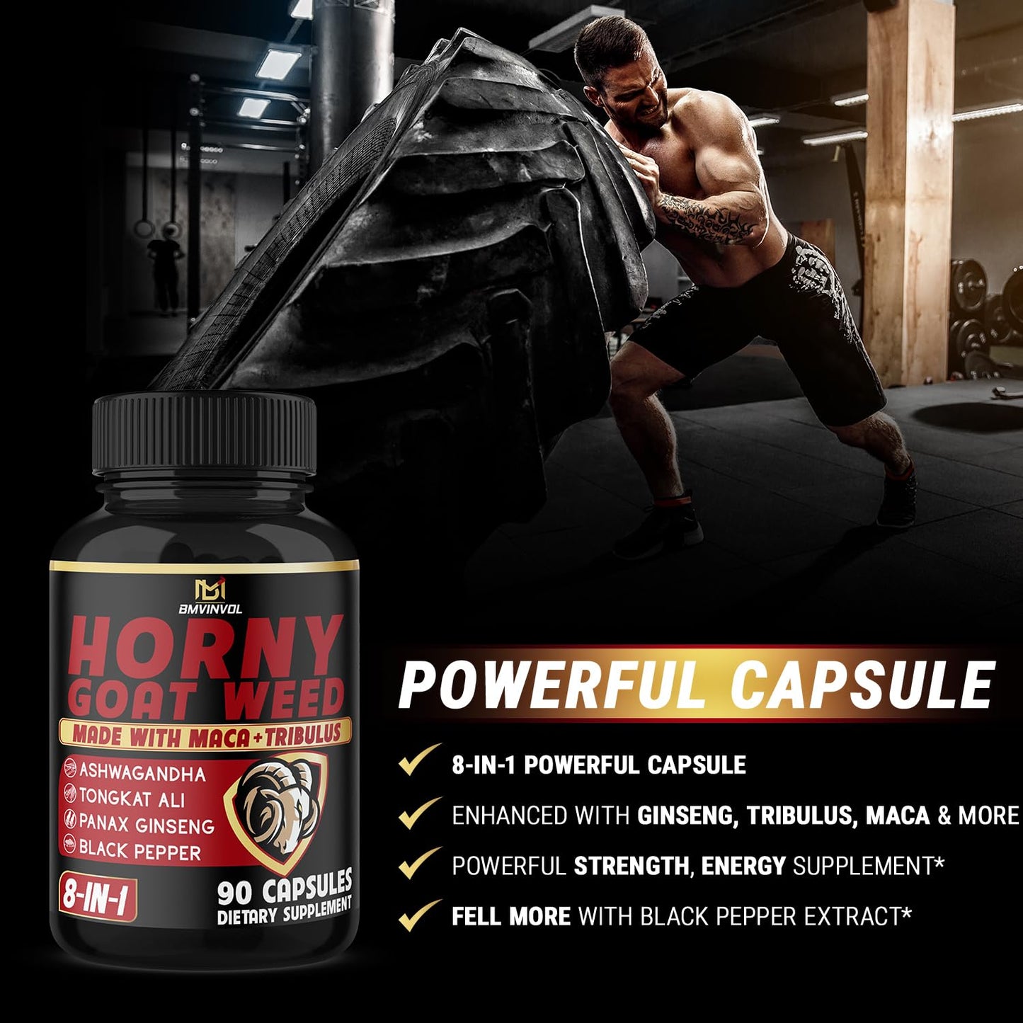 BMVINVOL Horny Goat Weed Capsules 90 Count