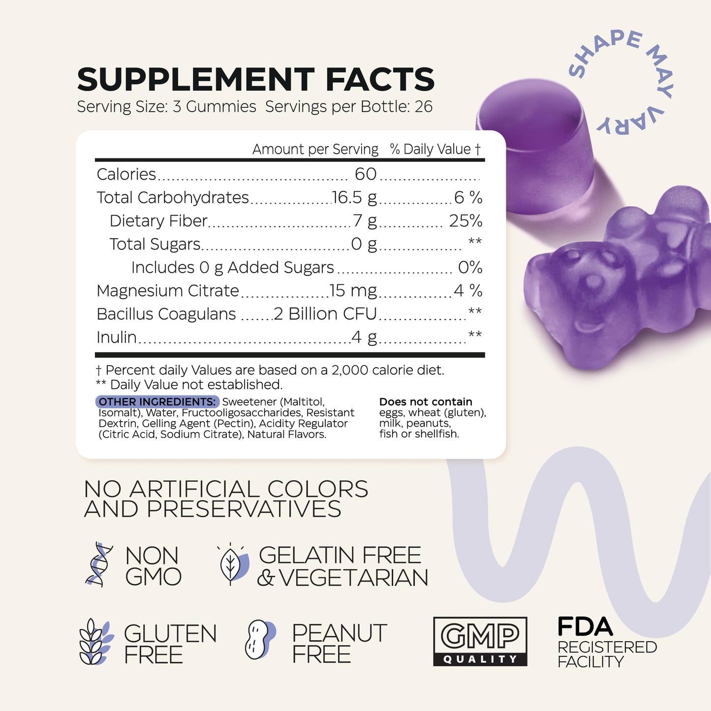 Wellneum High Prebiotic Fiber Gummies 160 Count