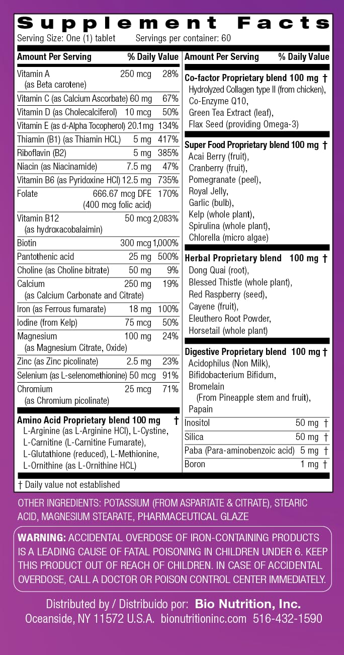 Bio Nutrition Women Wellness Tablets, 60 Tablets