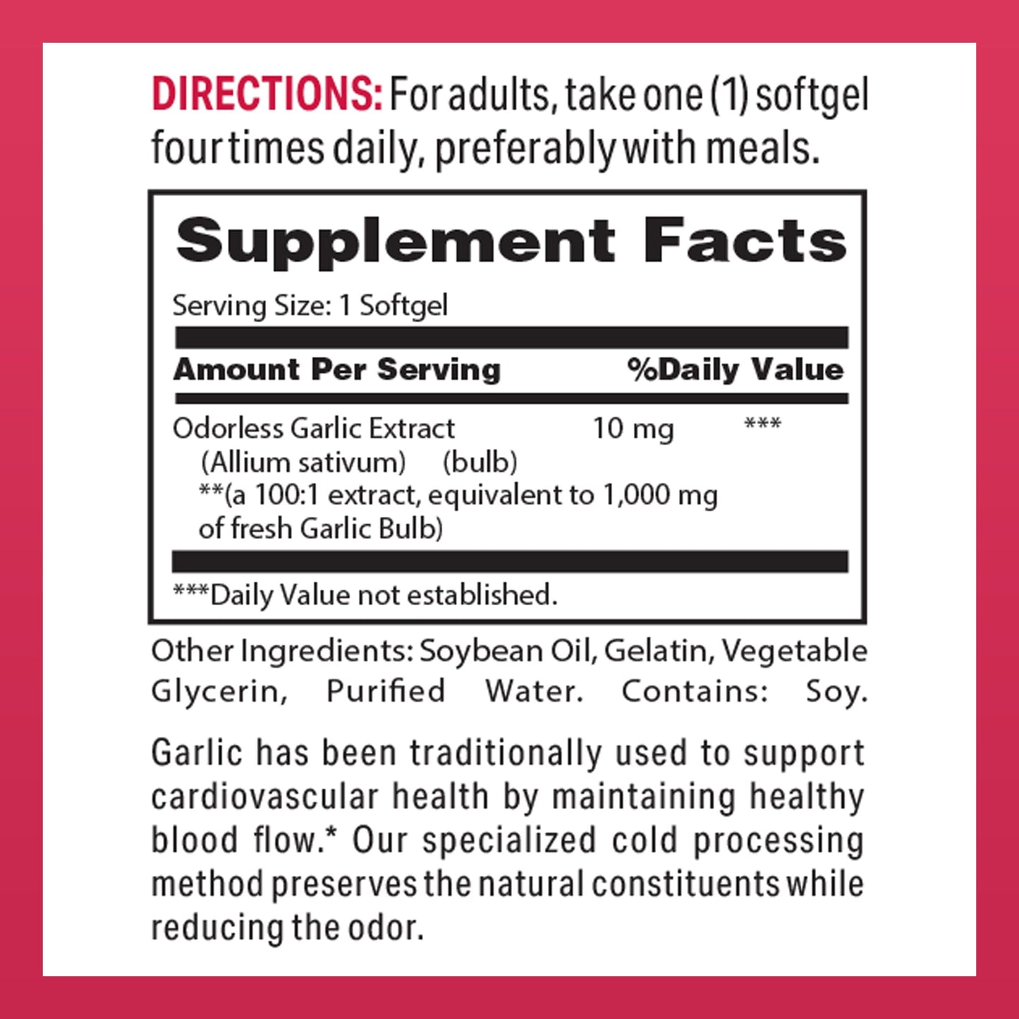 Vitamin World Odorless Garlic Softgels 1000 mg, 100 Rapid Release Softgels