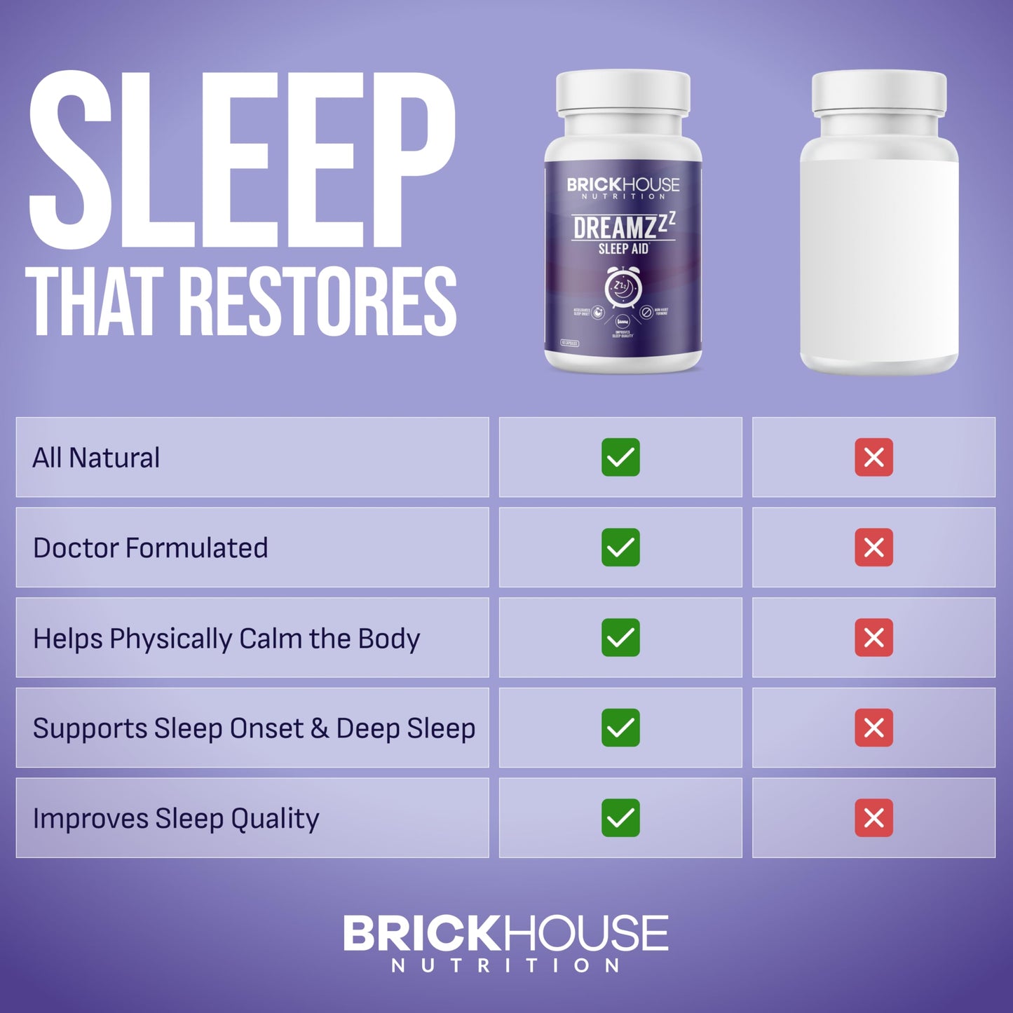 BRICKHOUSE NUTRITION DreamZzz Natural Sleep Aid with Melatonin 5mg Powder 3 Ounce