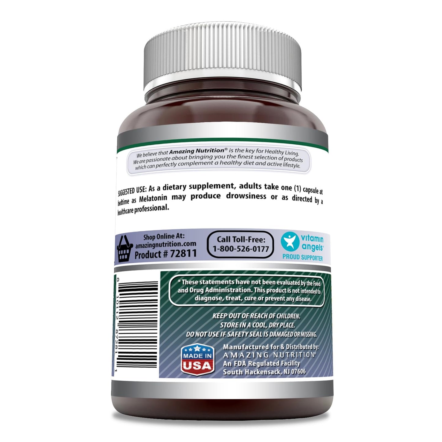 Amazing Nutrition Melatonin Supplement 5 mg per serving, 240 Capsules