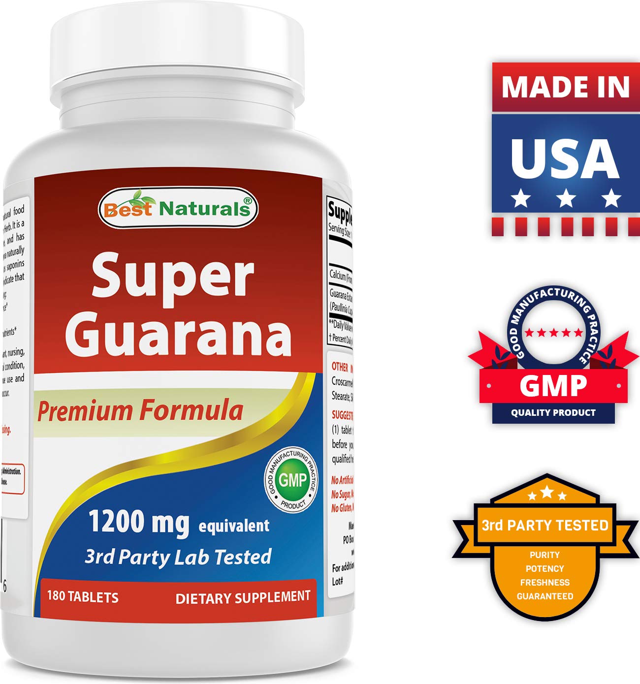 Best Naturals Guarana 1200 mg 180 Tablets