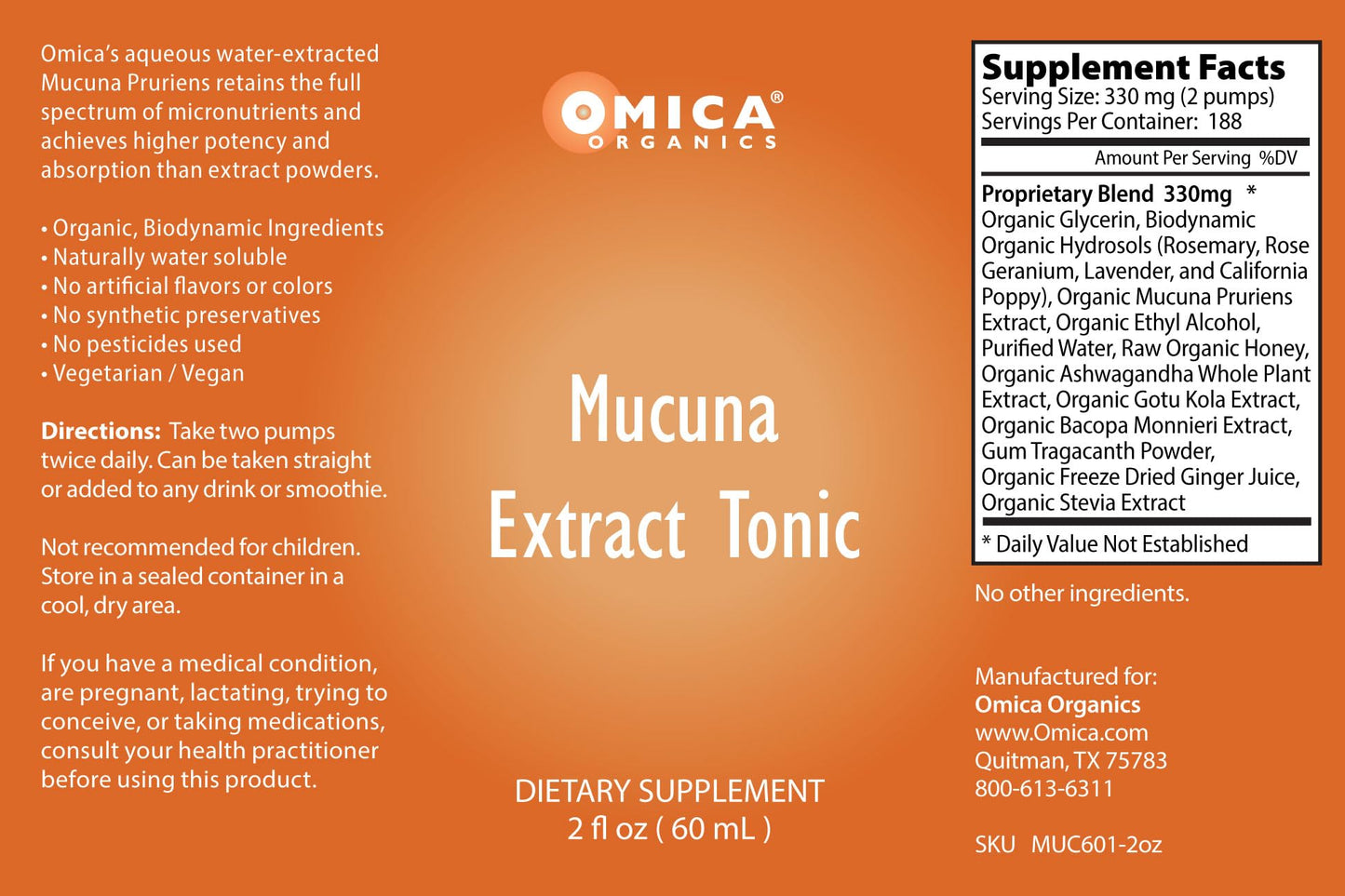 Omica Organics Mucuna Extract Tonic Powder 3.5 Ounce