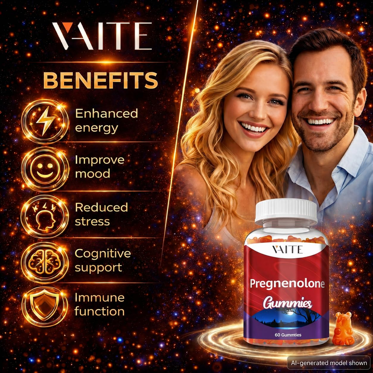 VAITE Pregnenolone Memory Supplement Gummy, 60 Gummies