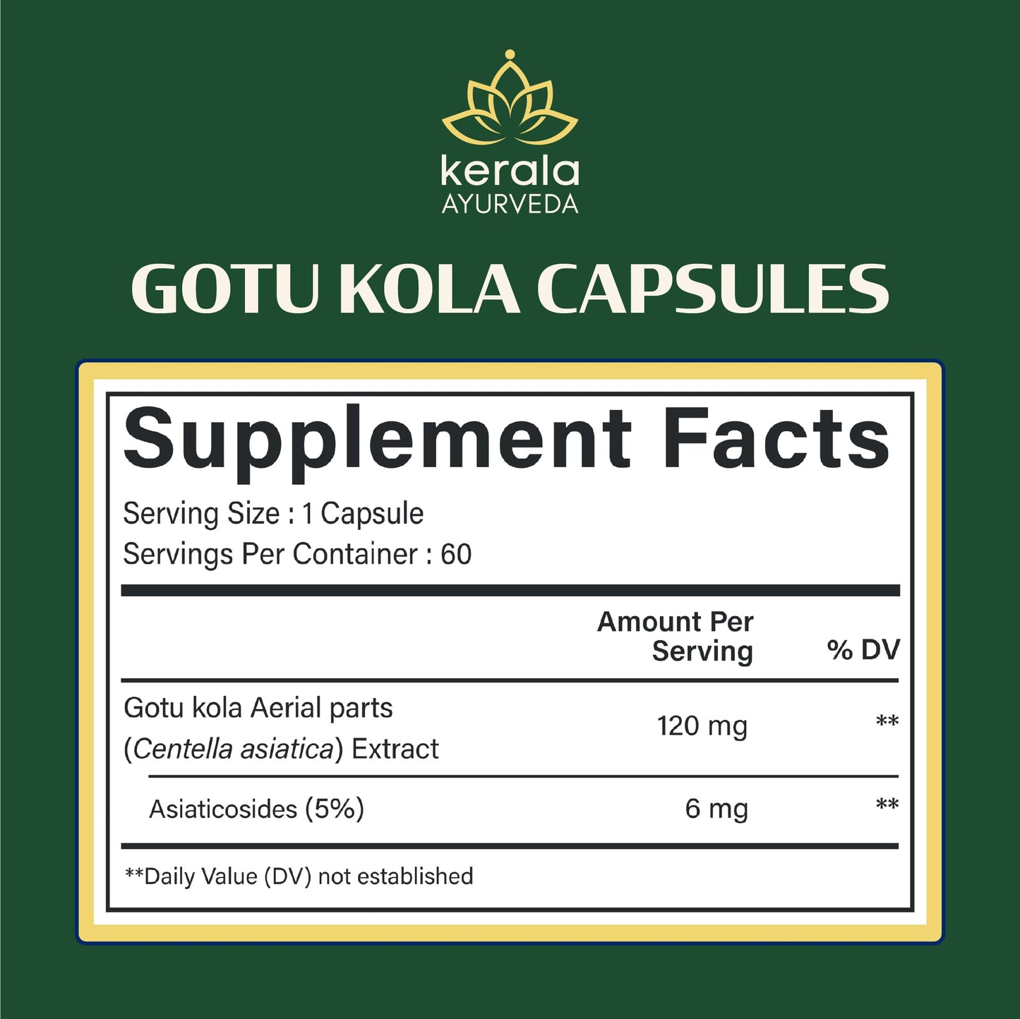 Kerala Ayurveda Centella Asiatica Capsules 1 Capsule