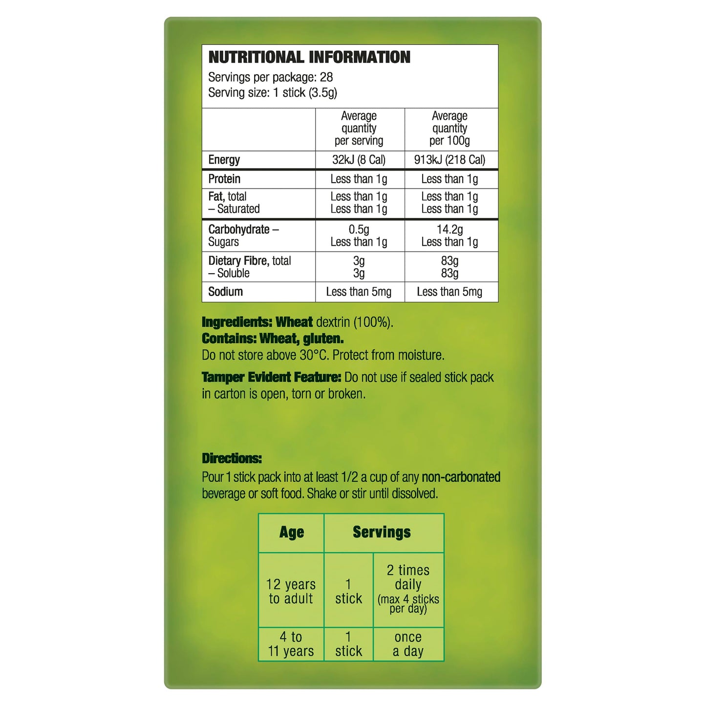 Benefiber Natural Fibre Supplement On-The-Go Stick, 28 Sticks