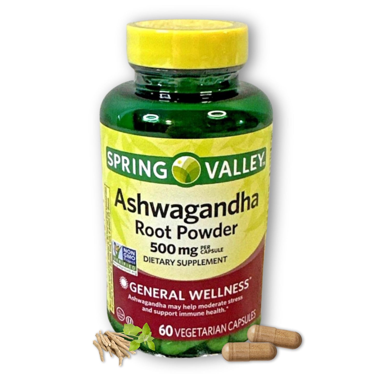 FUSION SHOP STORE Ashwagandha 500mg Root Powder Capsules 60 Count