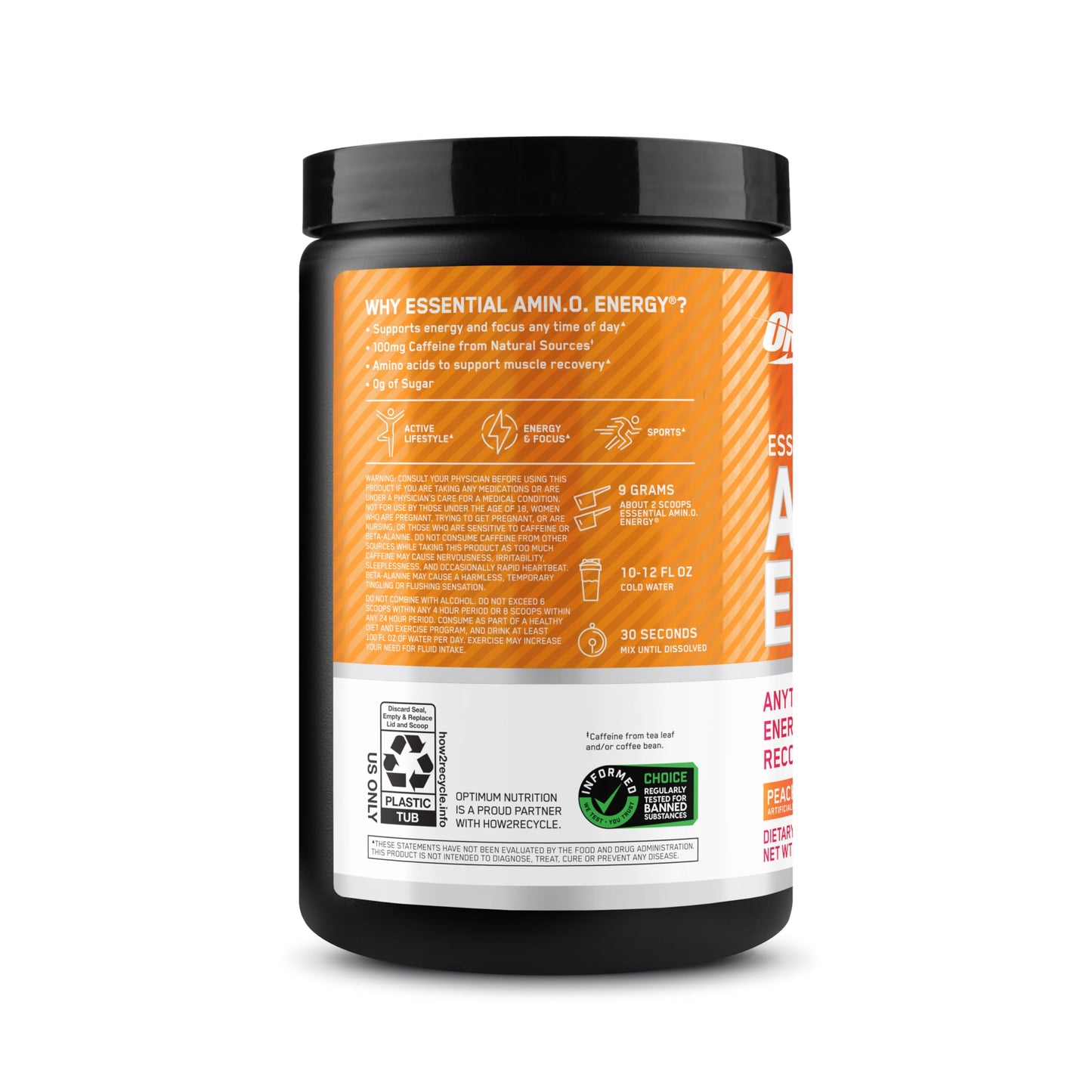 Optimum Nutrition Amino Energy Pre Workout with Green Tea, BCAA, Amino Acids, Keto Friendly, Green Coffee Extract Energy Powder - Peach Mango Tango 9.5 Ounce