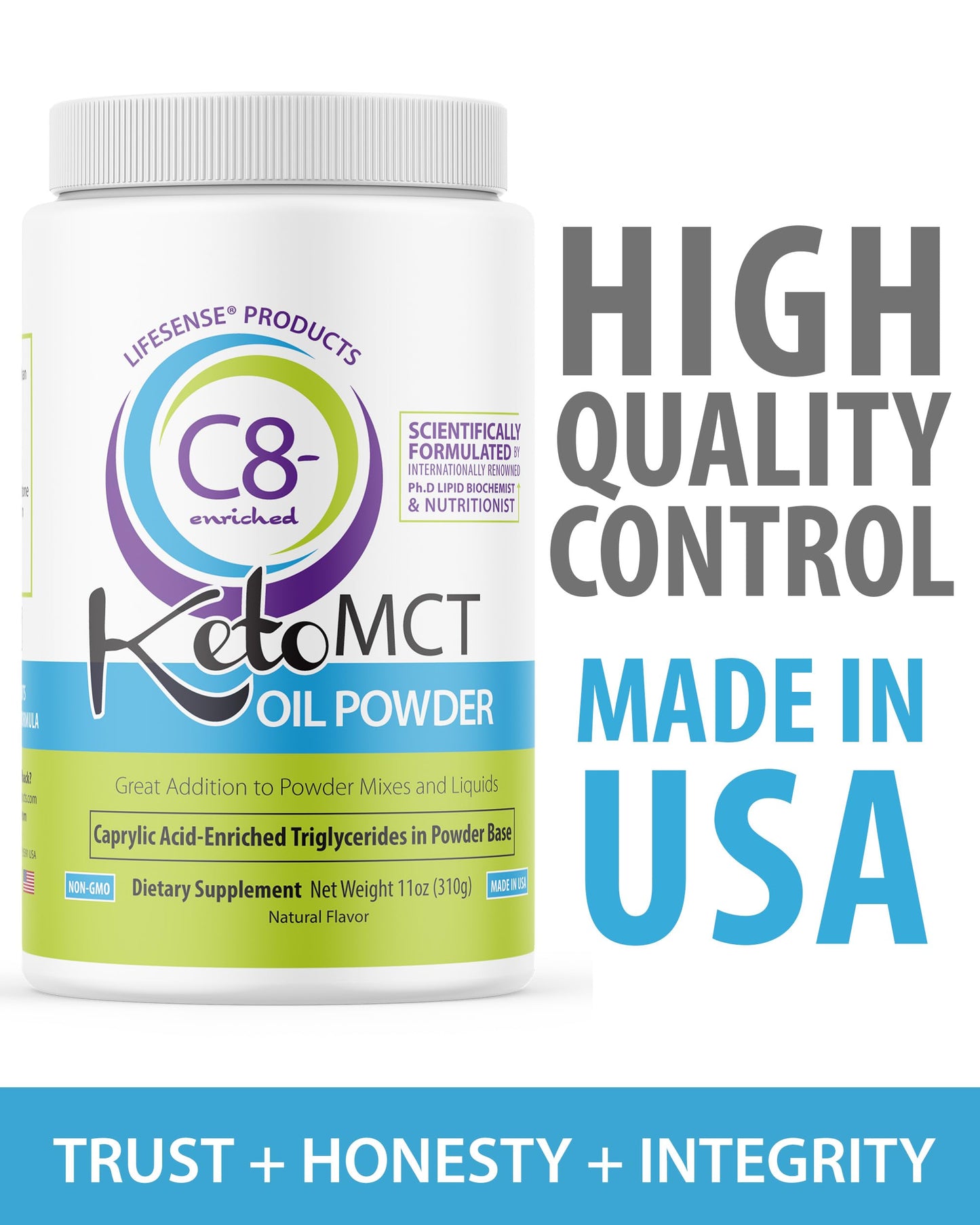 LifeSense C8 Enriched MCT Oil Powder 11 Ounce