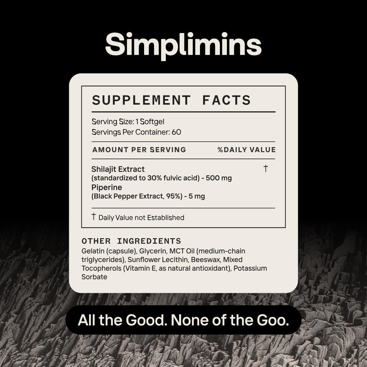 Simplimins Liquid Shilajit Softgels, 60 Count