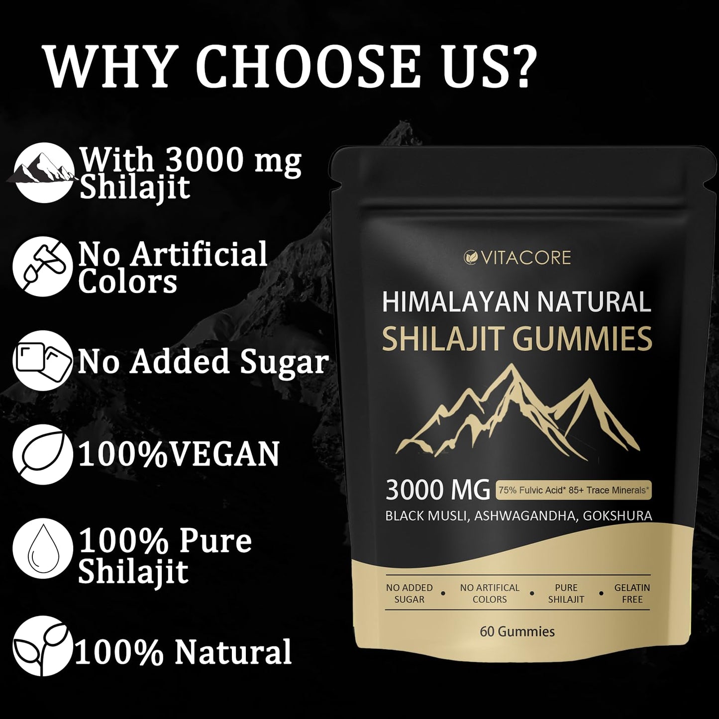 Velvra Cleanse Vitacore Himalayan Shilajit Gummies, 60 Count