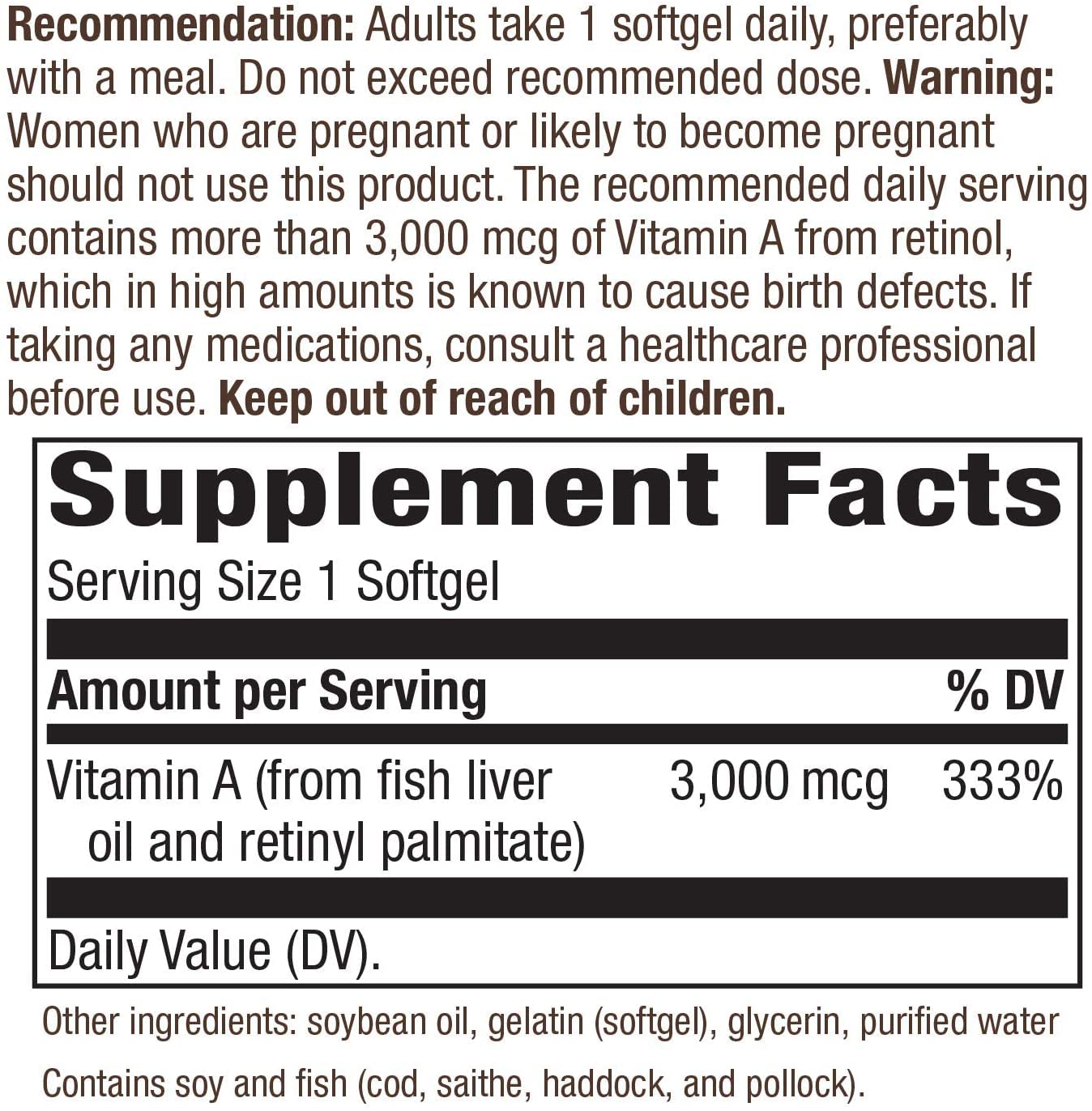 Nature's Way Vitamin A Softgels 100