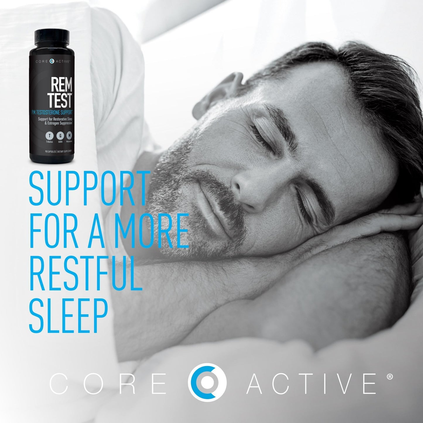 (CORE)ACTIVE REM Test Booster PM Testosterone Support, Melatonin for Sleep, Natural Testosterone Boost & Estrogen Suppression for Restful Sleep and Enhanced Recovery, 90 Capsules
