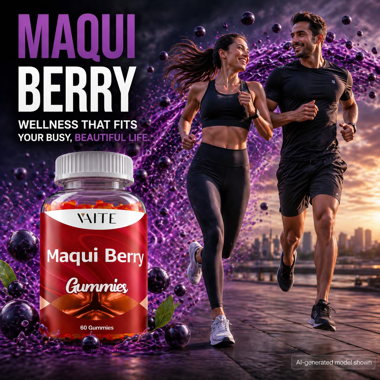 VAITE Maqui Berry Gummies 500mg, 60 Gummies