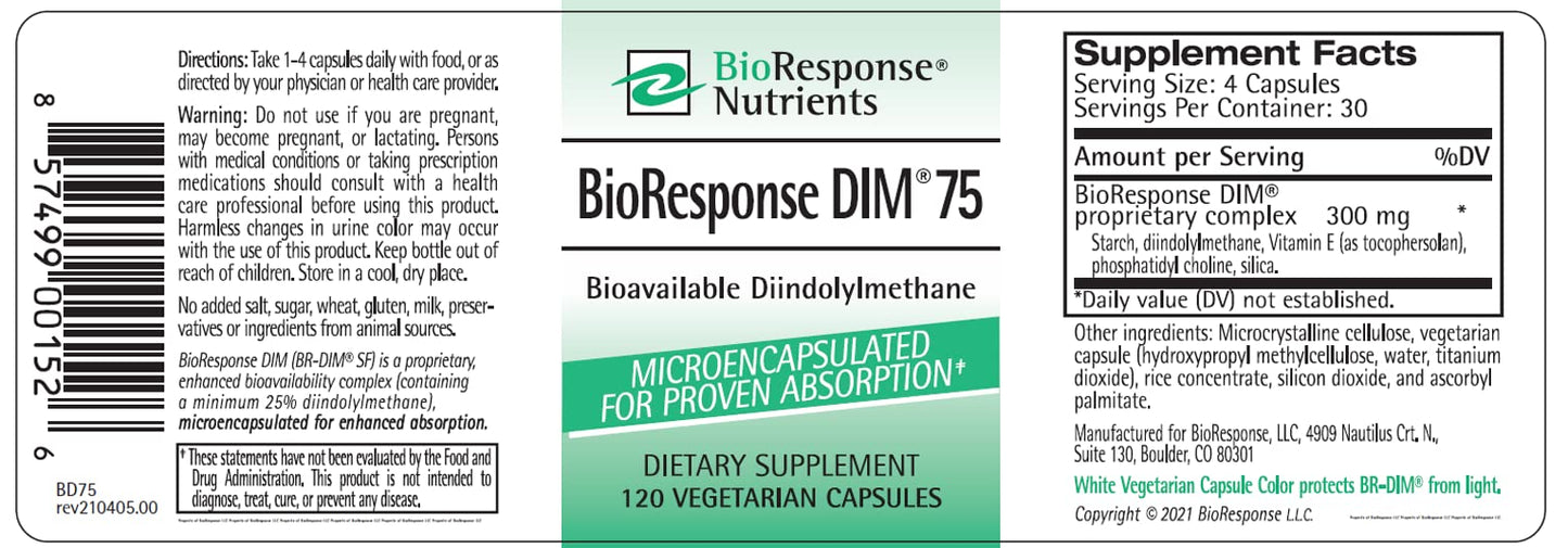 BioResponse Nutrients DIM 75-75mg Capsules 120