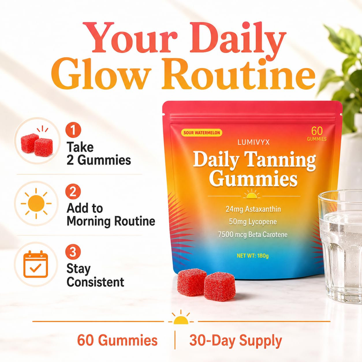 SARAMAES Lumivyx Tanning Gummies Gummy 60 Count