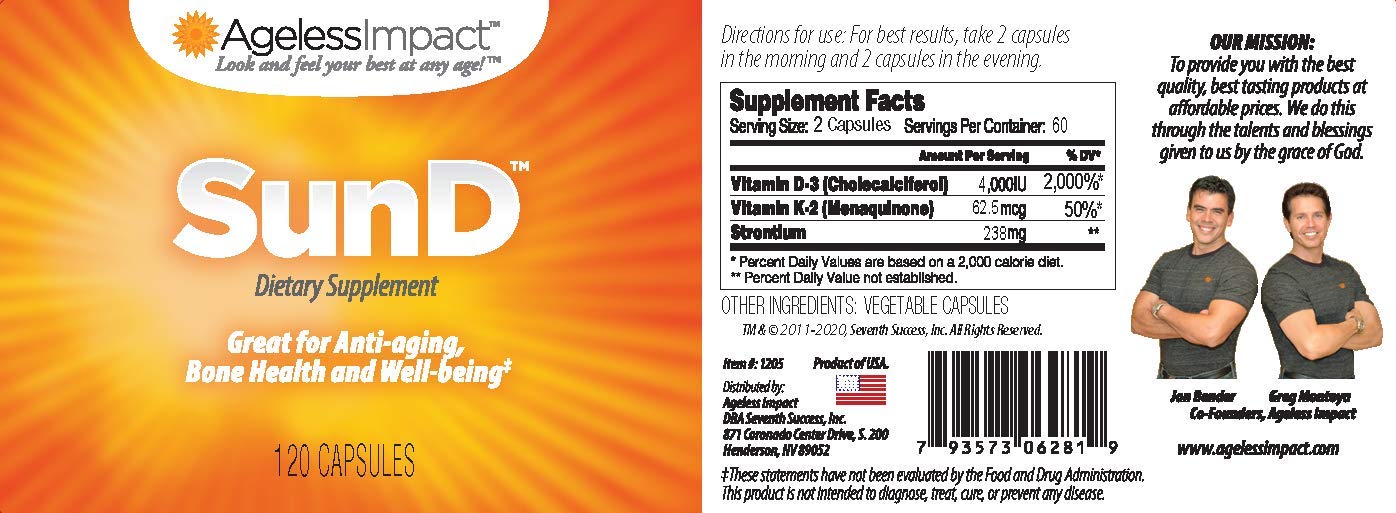 Ageless Impact--Look And Feel Your Best! SunD Vitamin D Supplement Powder 120