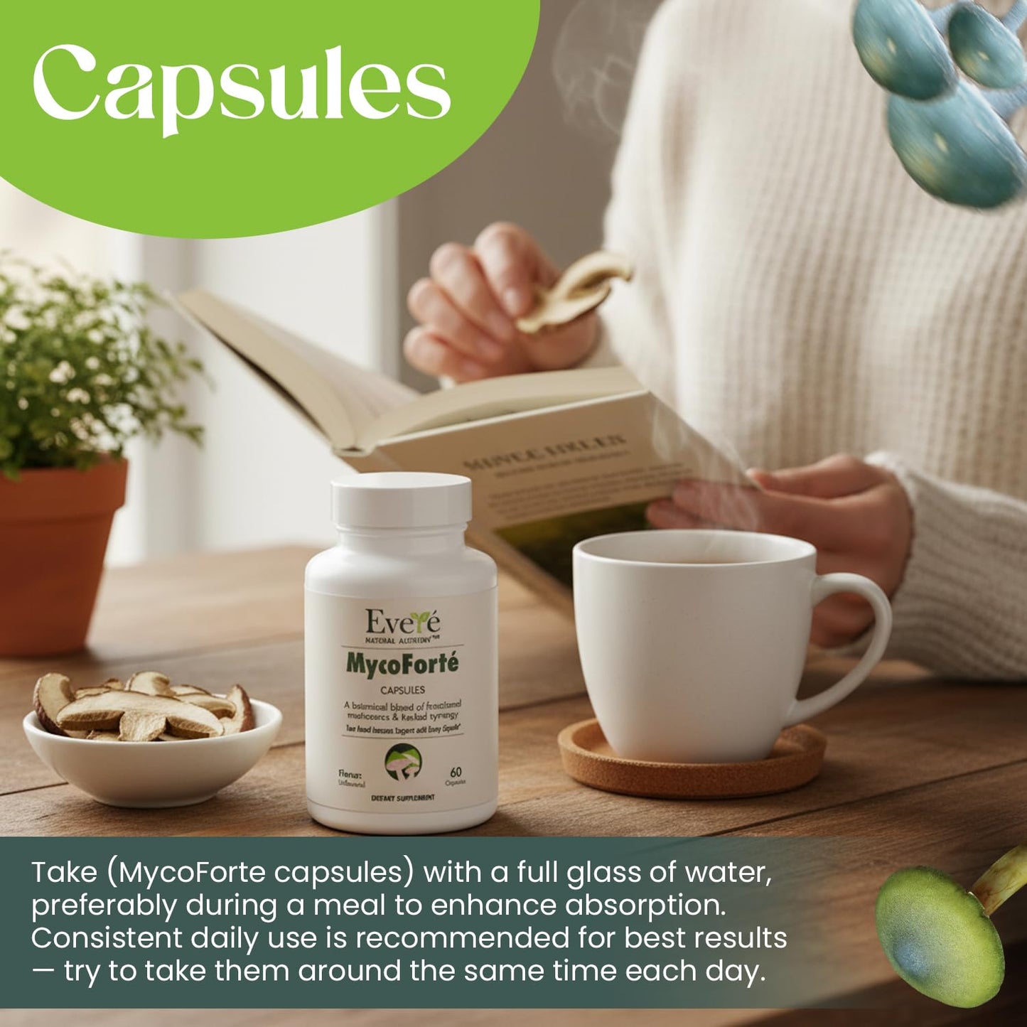 The EverÉ Natural Alchemy MycoForté Mushroom Immune Support Capsules, 60 Count