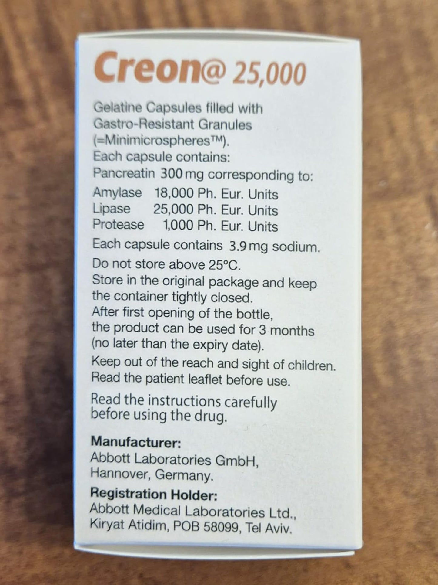 UPAX Creon 25,000 Pancreatin 300mg Digestive Enzyme Supplement with Lipase, Protease & Amylase, 50 Capsules