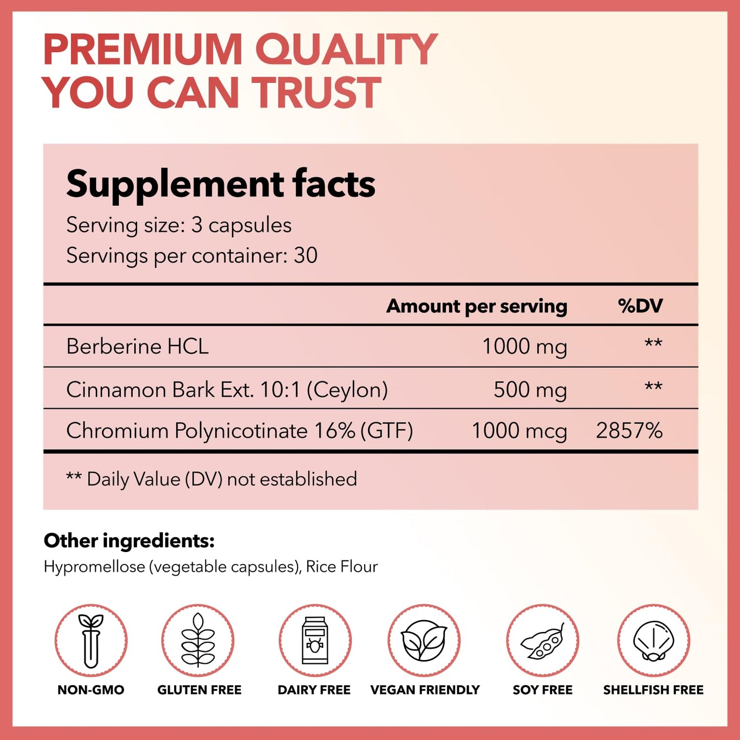 Intimate Rose Berberine Capsule 1500mg Max Potency with Ceylon Cinnamon & Chromium, Metabolic Wellness & Immune System Support, 90 Capsules