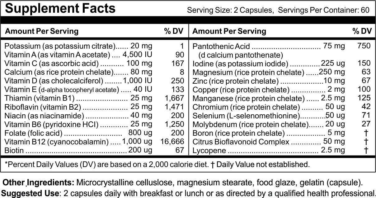 Time Laboratories Ultra-Vites High Potency Vitamin/Mineral Capsules, 120 Capsules