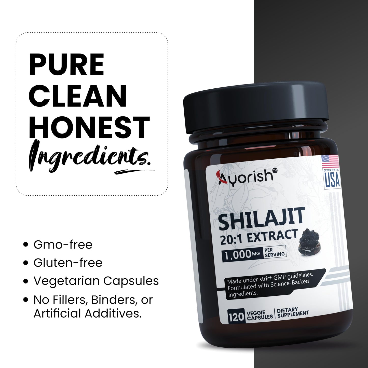Ayorish Pure Shilajit Capsules 120 Count