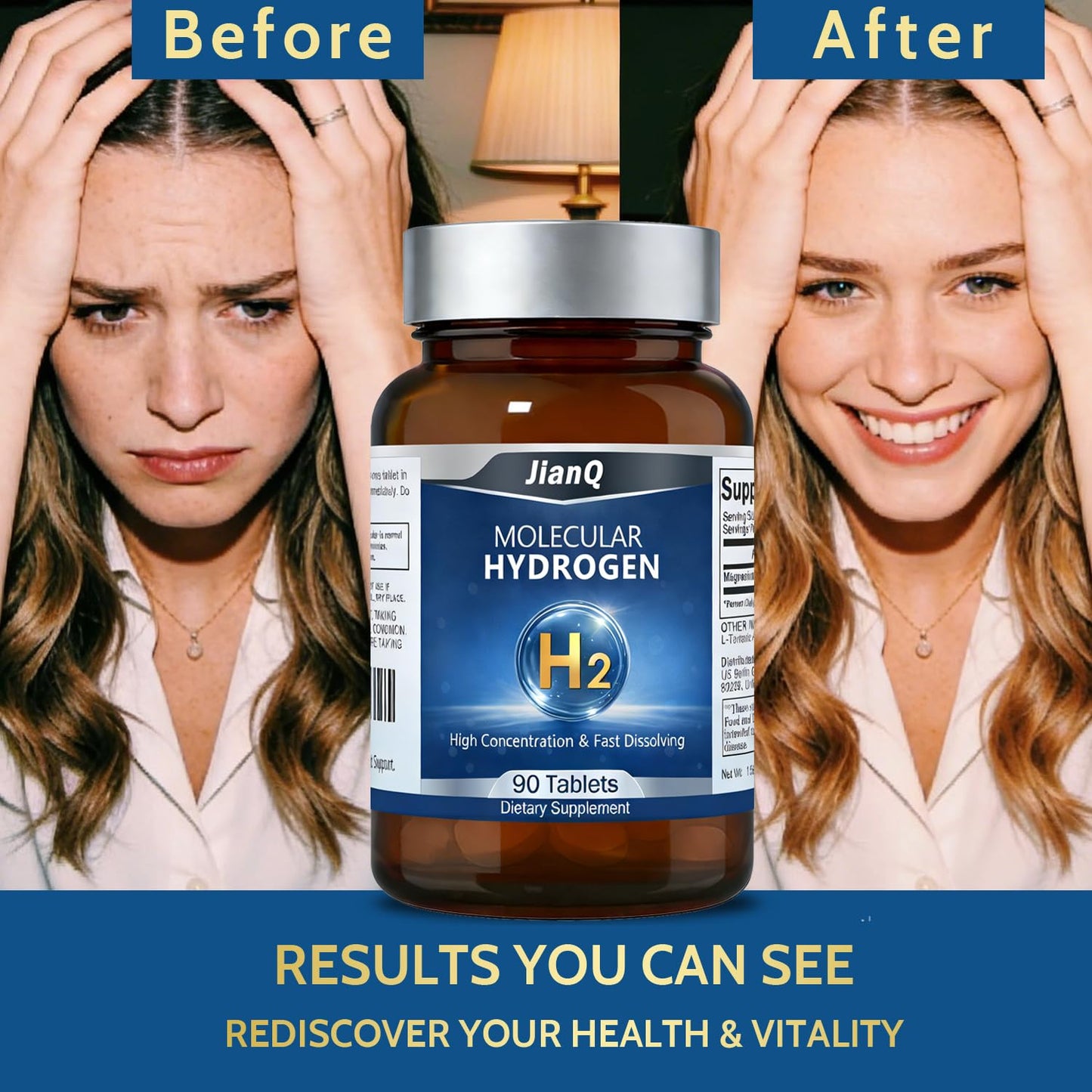 JianQ Hydrogen Water Tablets with Magnesium, 90 Capsules