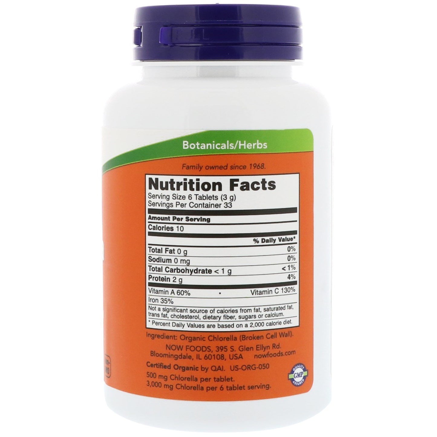 NOW Foods Chlorella Green Superfood Certified Organic 500 mg Tablet 2-Pack